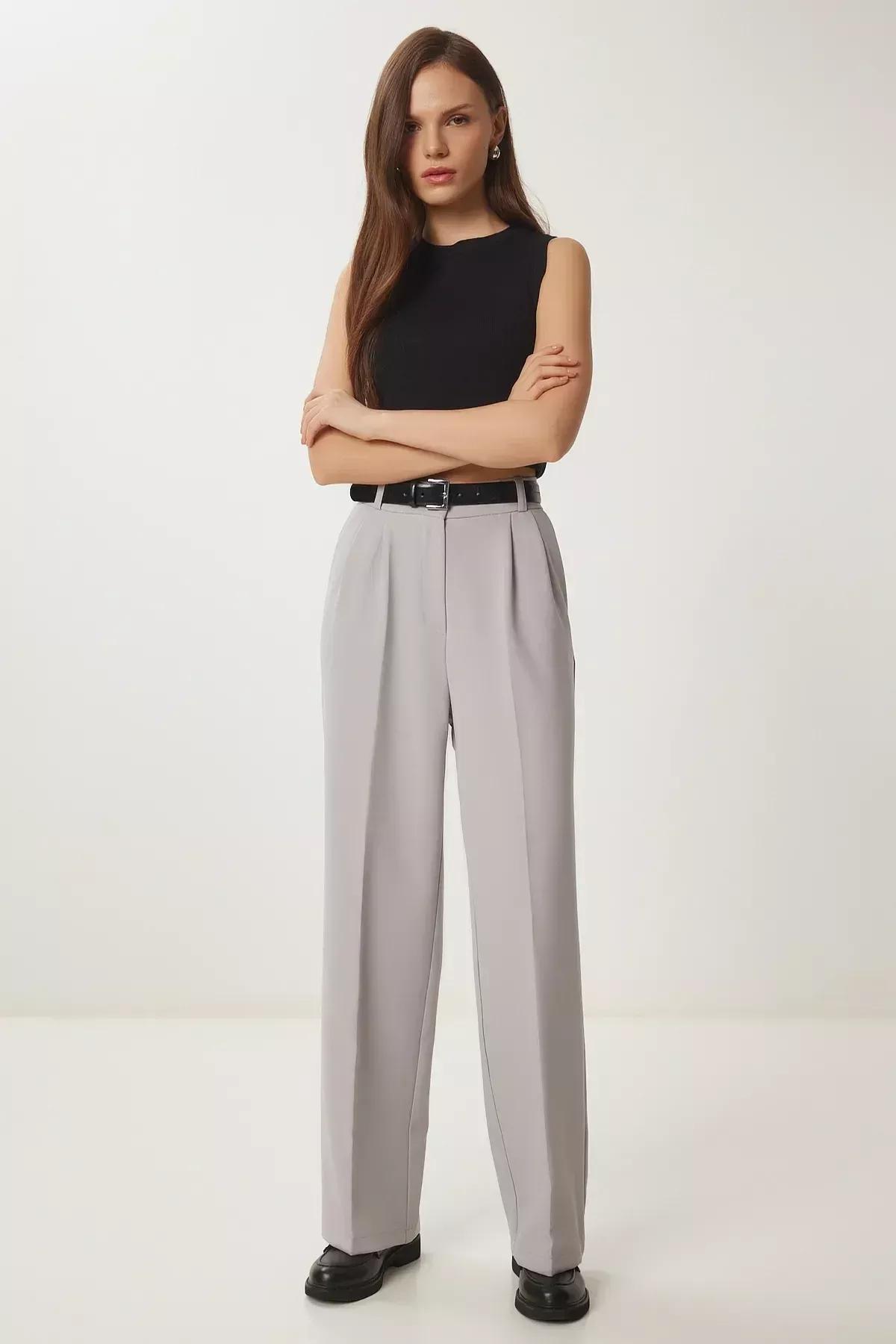 Grey Pocket Palazzo Pants, , large image number 2