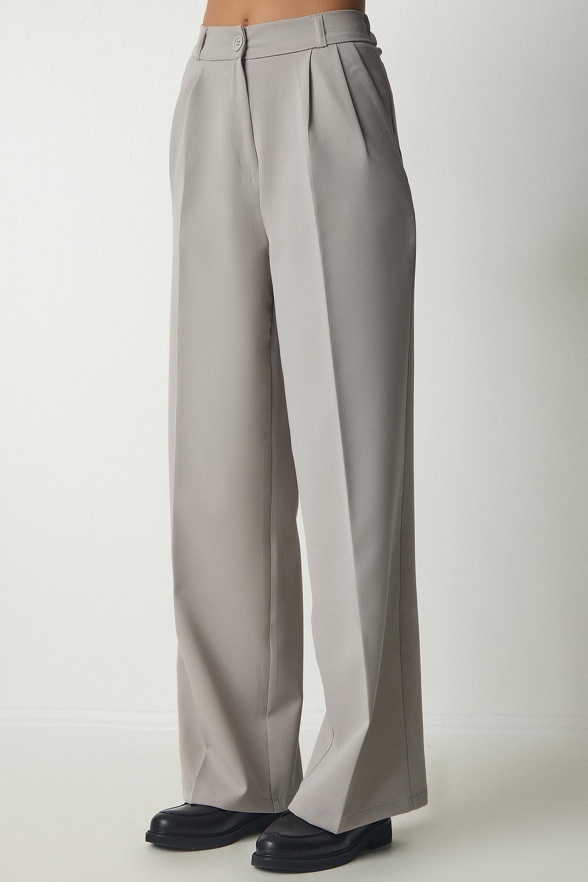Grey Pocket Palazzo Pants, , large image number 2