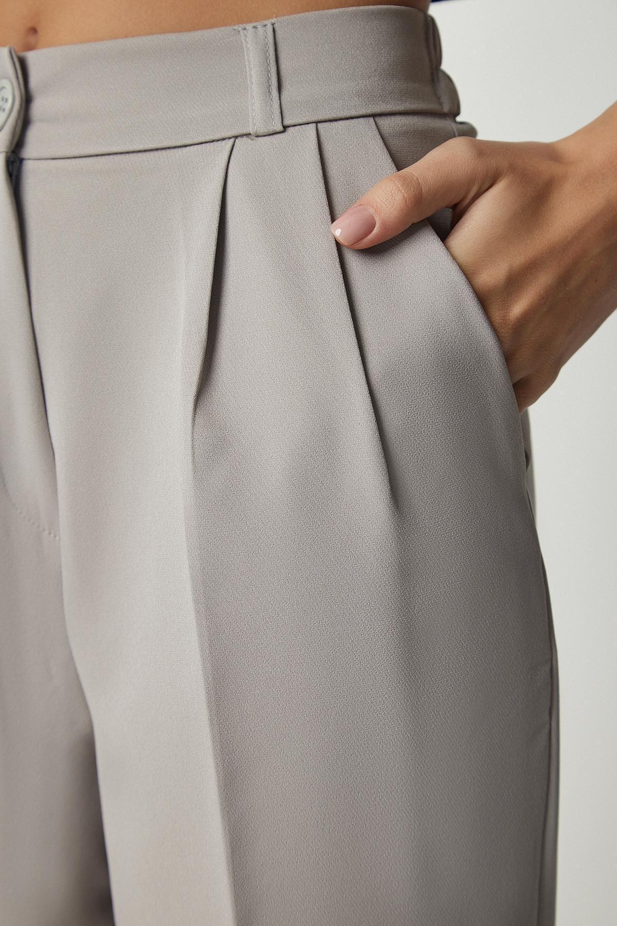 Grey Pocket Palazzo Pants, , large image number 3