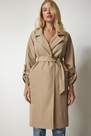 Happiness - Beige Belted Seasonal Trench Coat