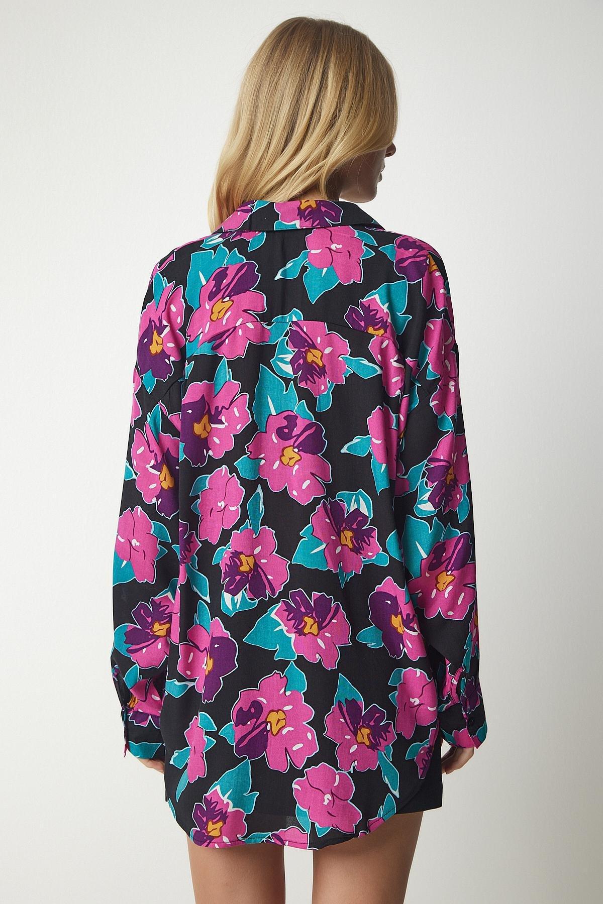 Multicolour Patterned Oversized Flowy Shirt, , large image number 5