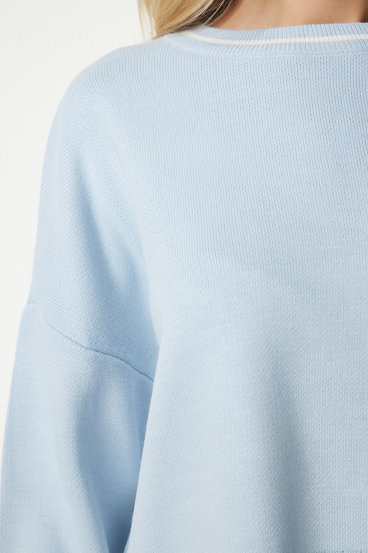 Blue Basic Knitwear Sweater, LIGHT BLUE, large image number 4