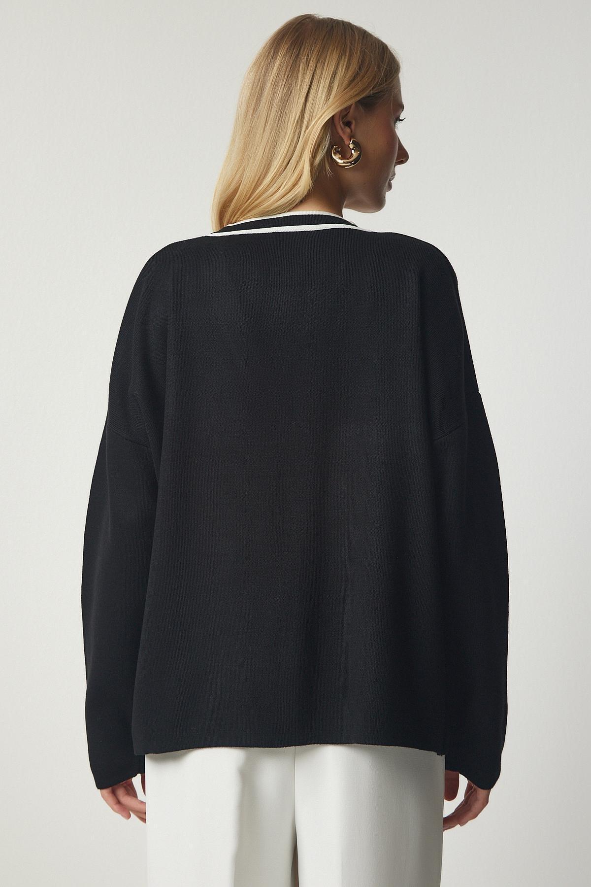 Black Knitwear Cardigan, BLACK, large image number 5