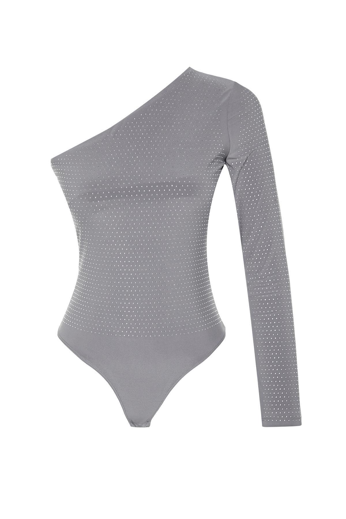 Trendyol - Grey Glittering Stone Bodysuit