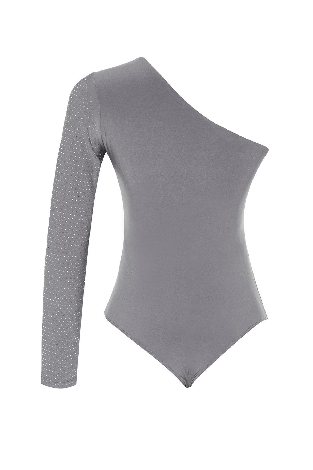 Trendyol - Grey Glittering Stone Bodysuit