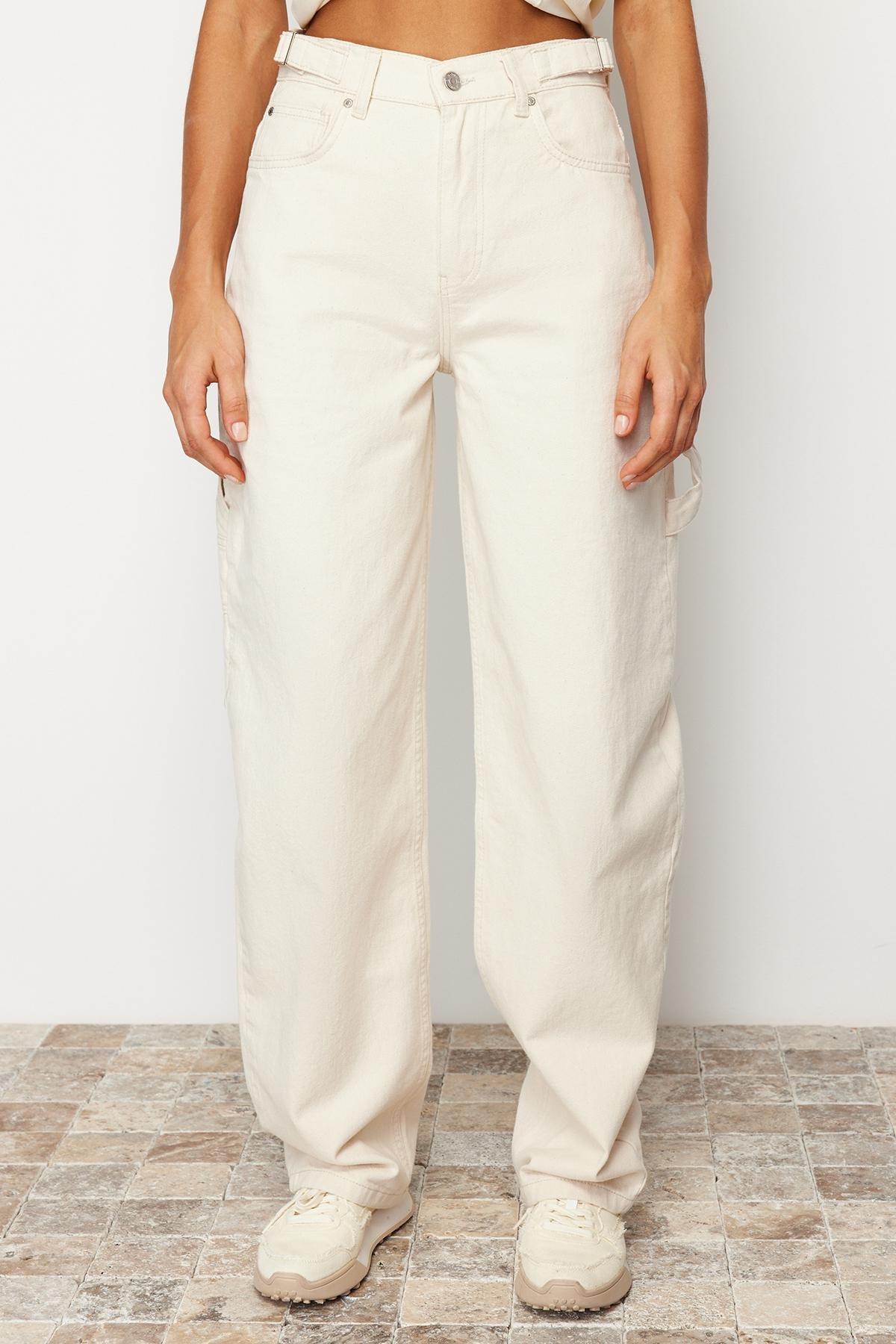 Ecru Wide Fit High Waist Carpenter Jeans, , large image number 3