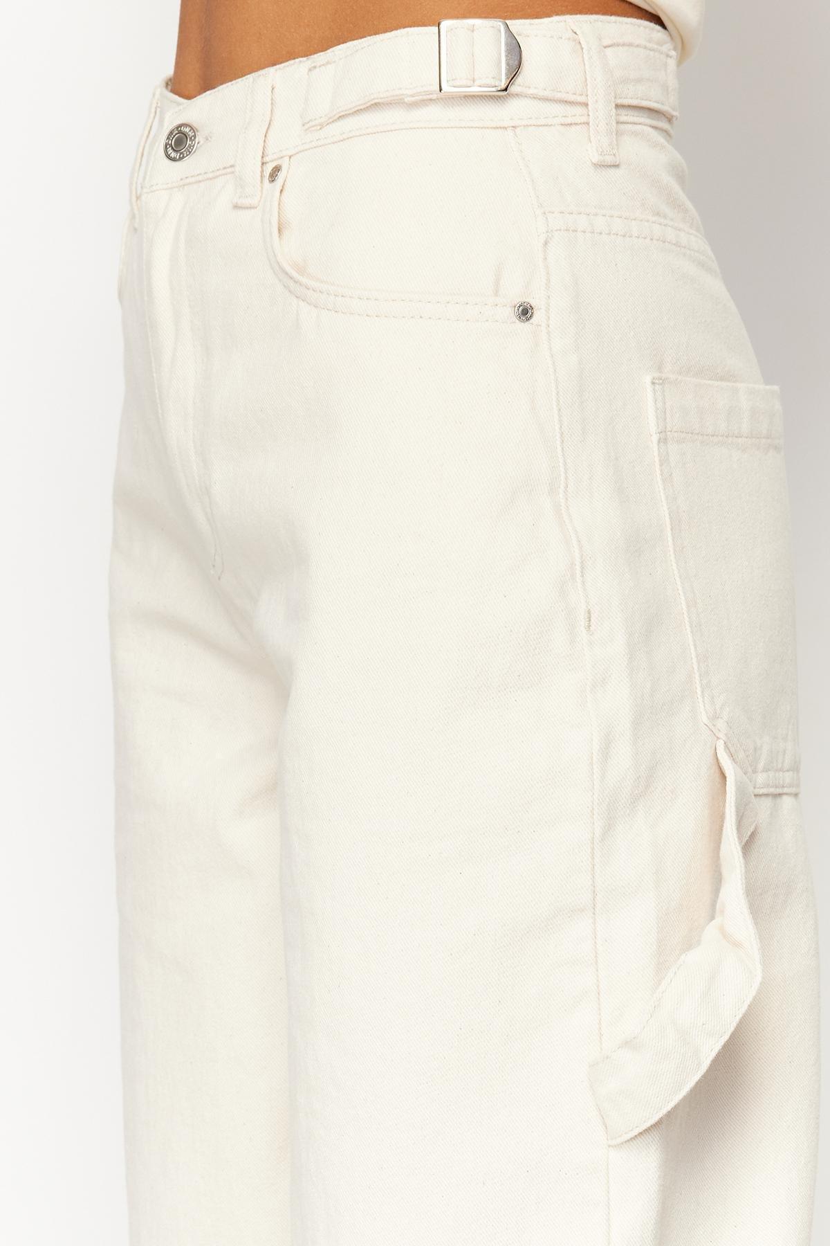 Ecru Wide Fit High Waist Carpenter Jeans, , large image number 4