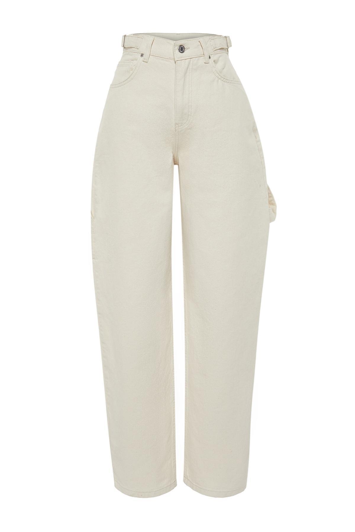 Ecru Wide Fit High Waist Carpenter Jeans, , large image number 5