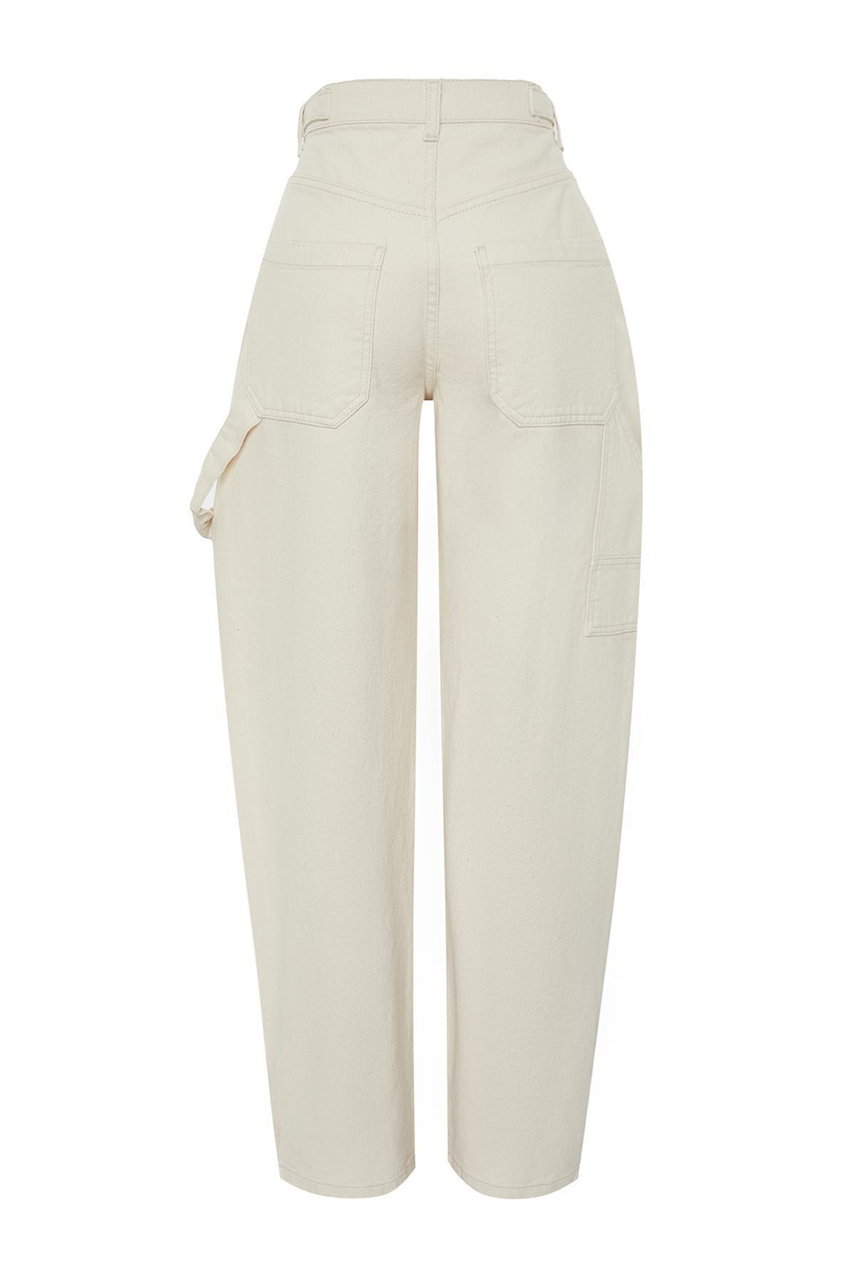Ecru Wide Fit High Waist Carpenter Jeans, , large image number 6
