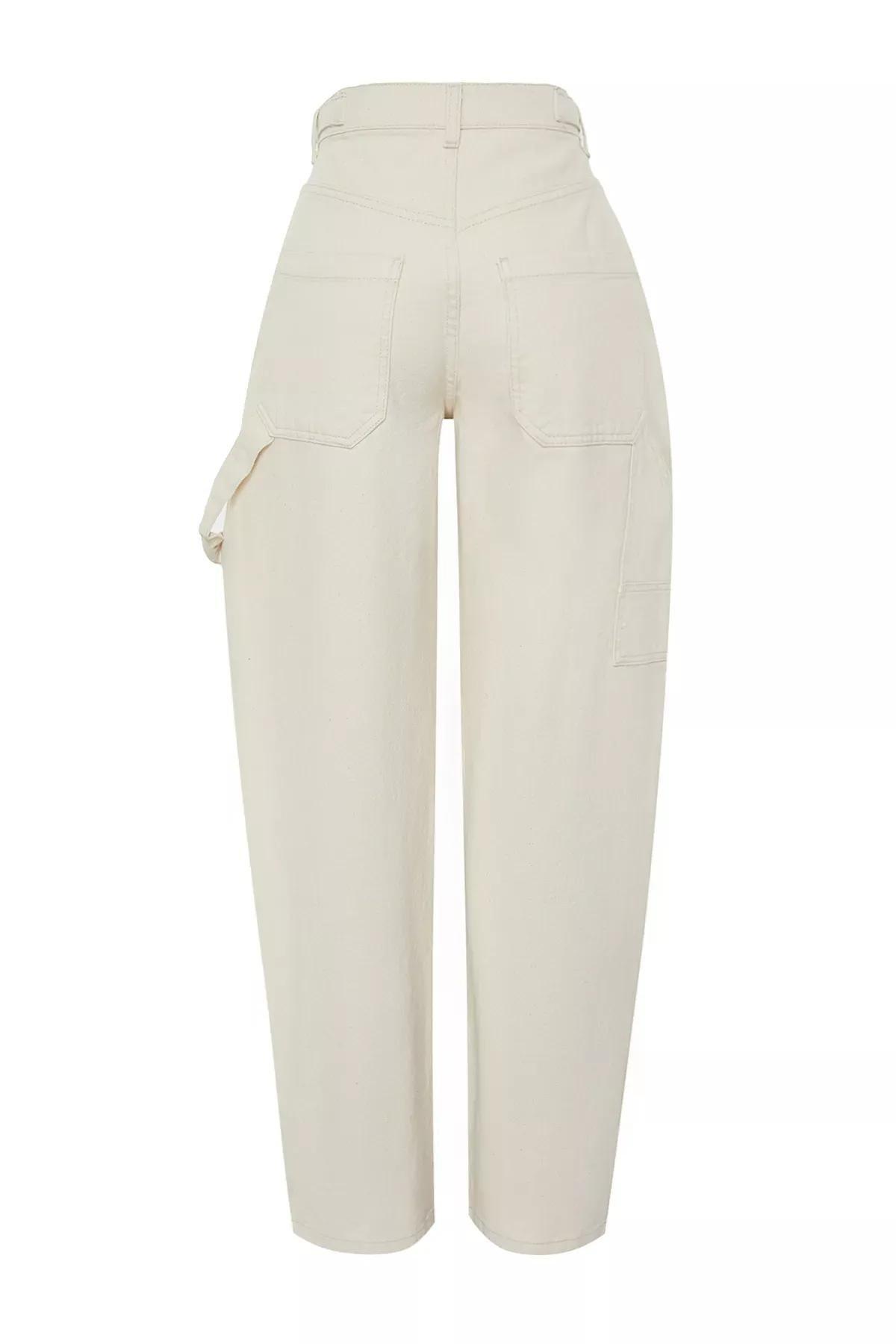 جينز بقصة واسعة وخصر مرتفع، كريمي, Ecru, large image number 6