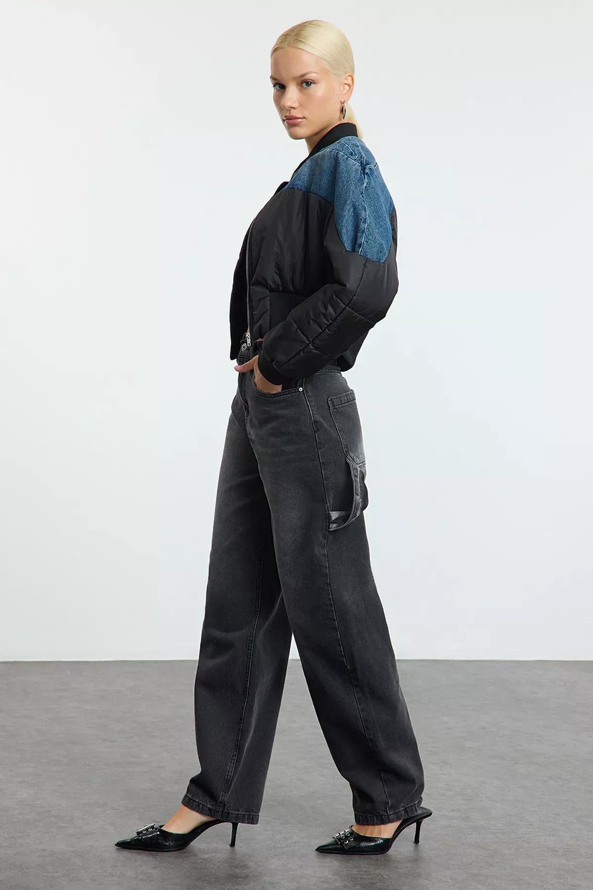 Grey High-Waist Skater Jeans, , large image number 1