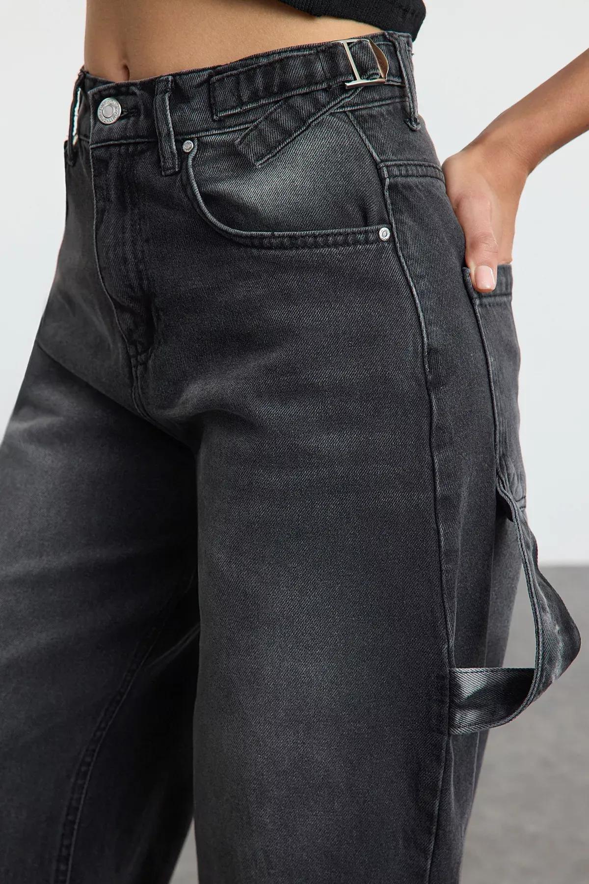 Grey High-Waist Skater Jeans, , large image number 3