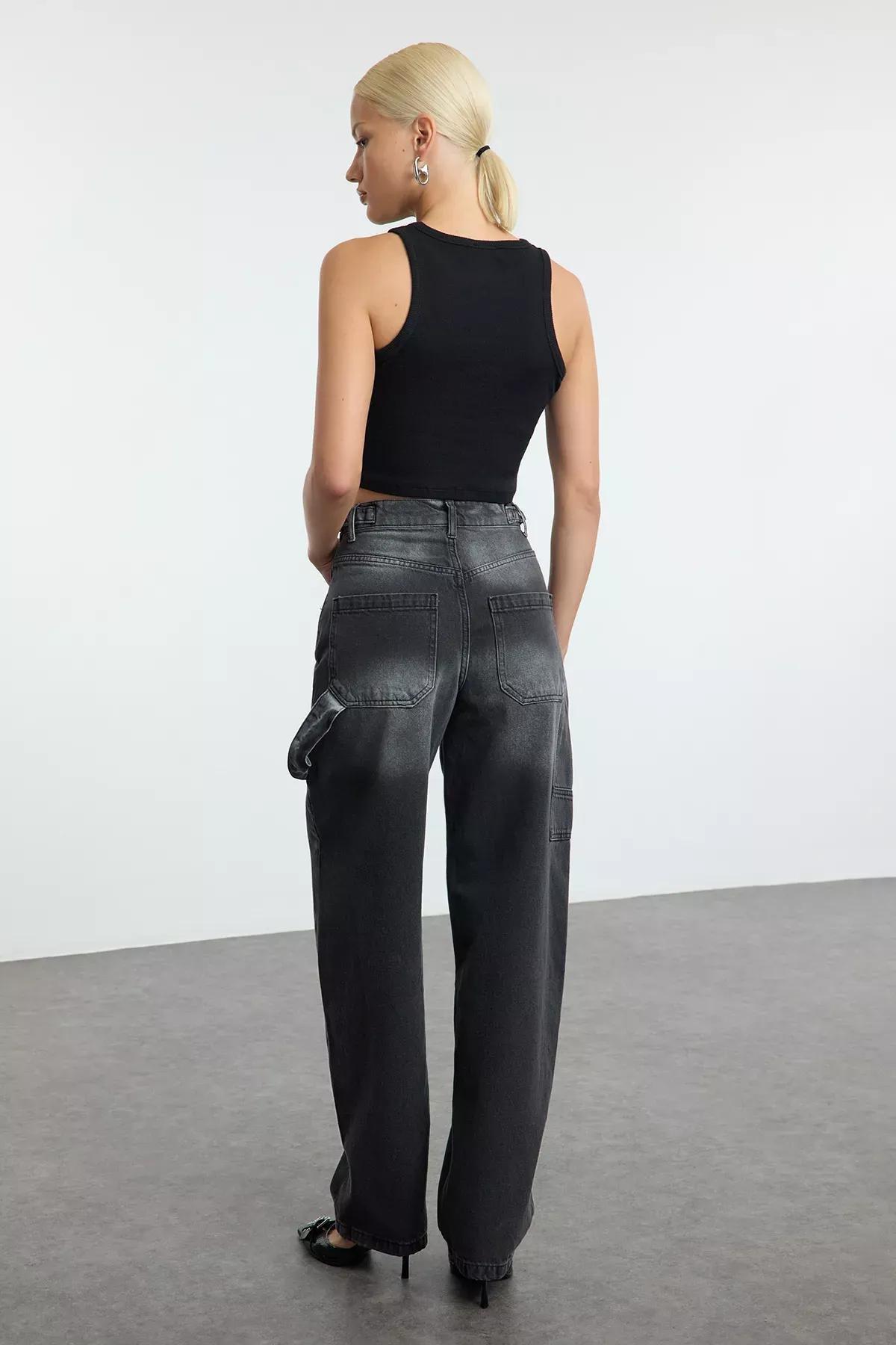 Grey High-Waist Skater Jeans, , large image number 4