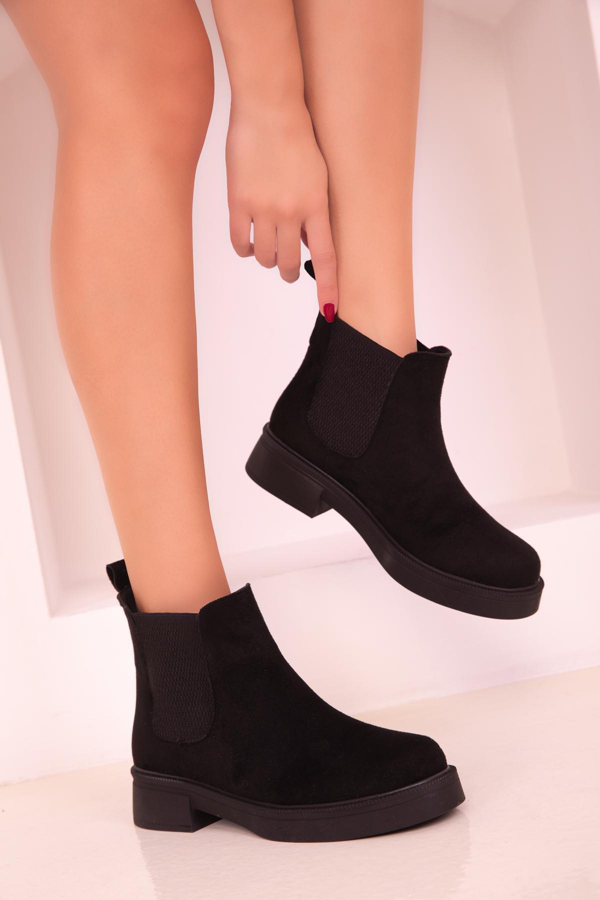 Black Casual Suede Boots, , large image number 2