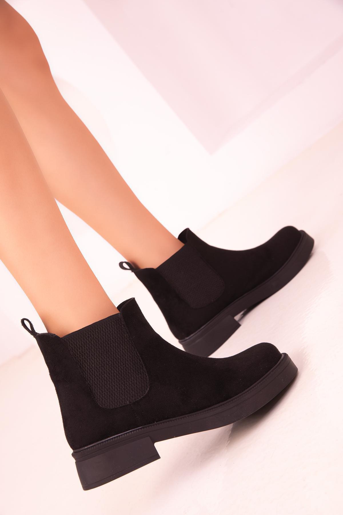 Black Casual Suede Boots, , large image number 4