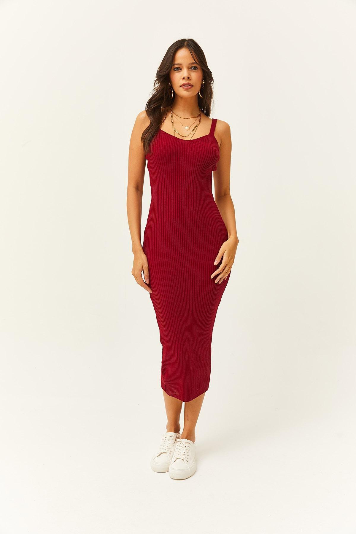 Burgundy Ribbed Sweater Midi Dress 2-Piece, Burgundy, large image number 5