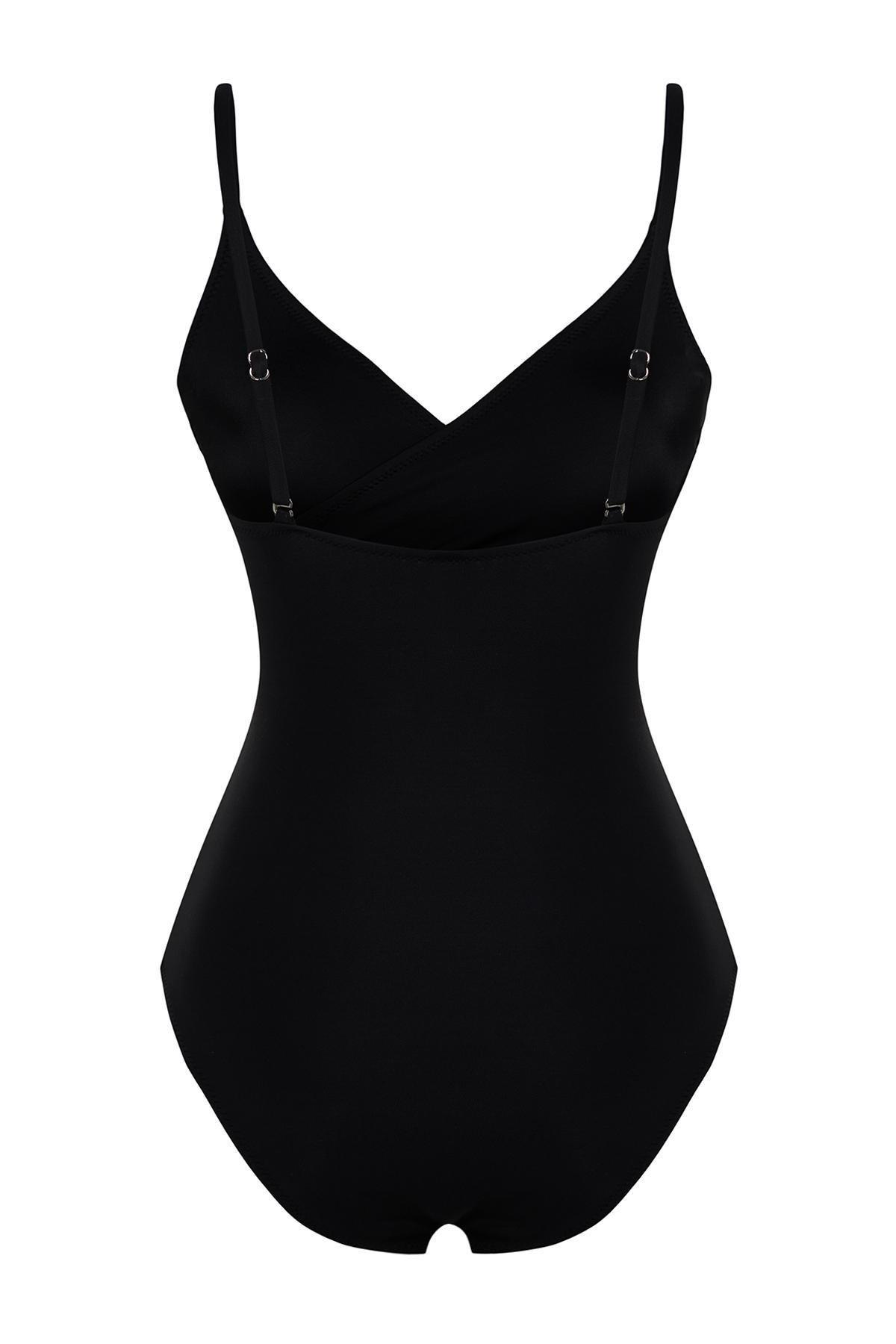 Black Double Breasted Tie Swimsuit, , large image number 4