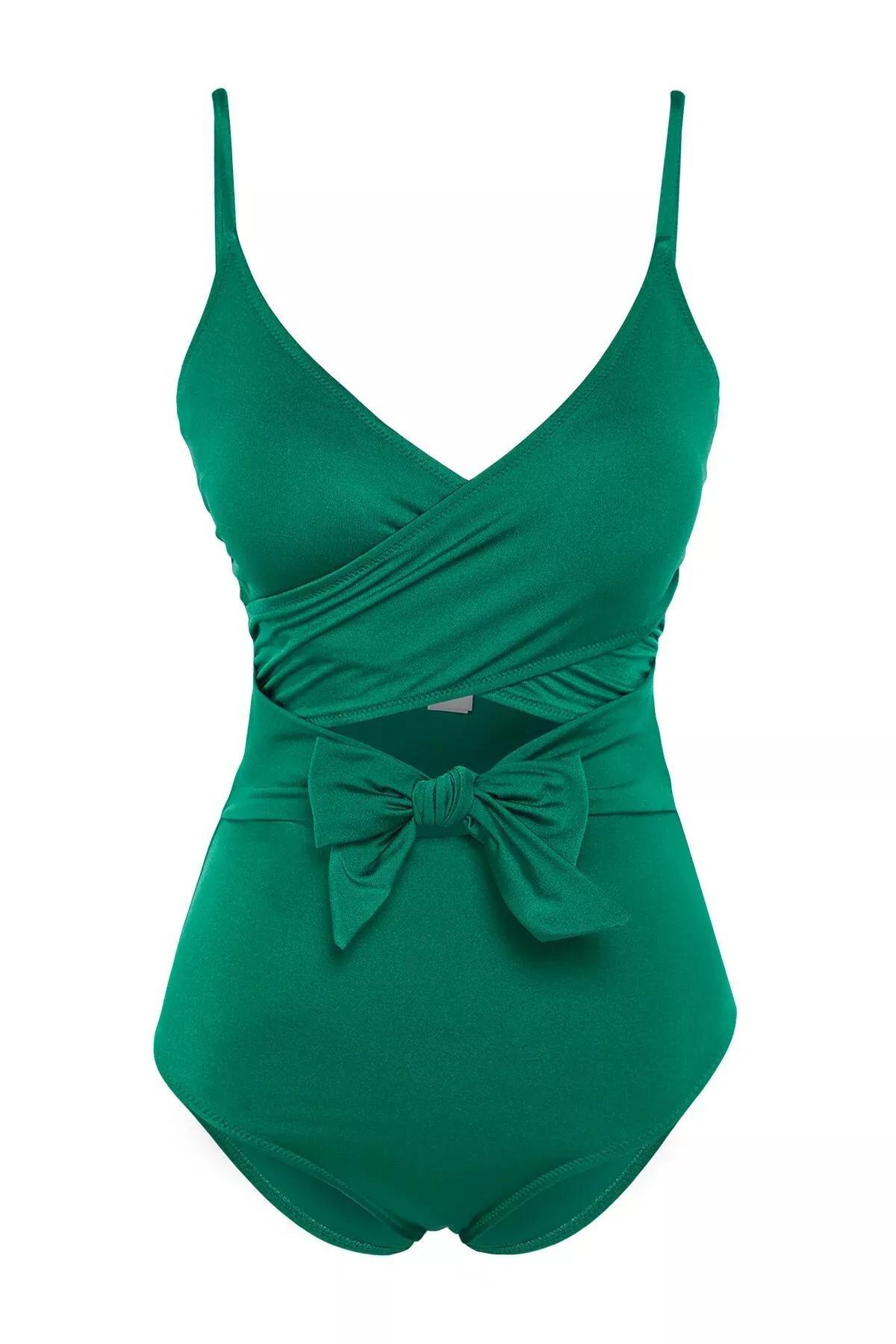 Green Double Breasted Tie Swimsuit, C101_4714, large image number 5