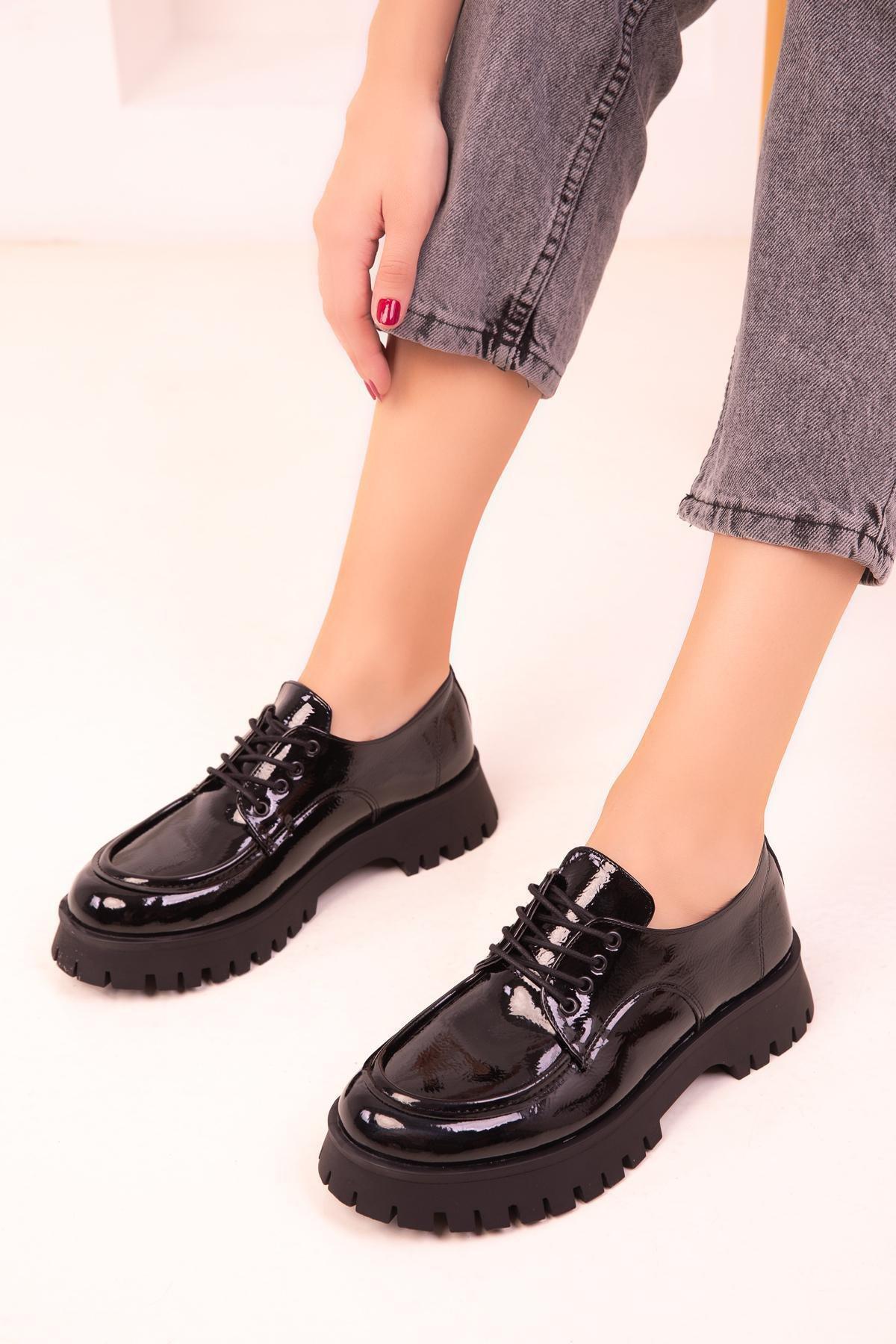 Black Patent Leather Casual Shoes, C101_2071, large image number 1