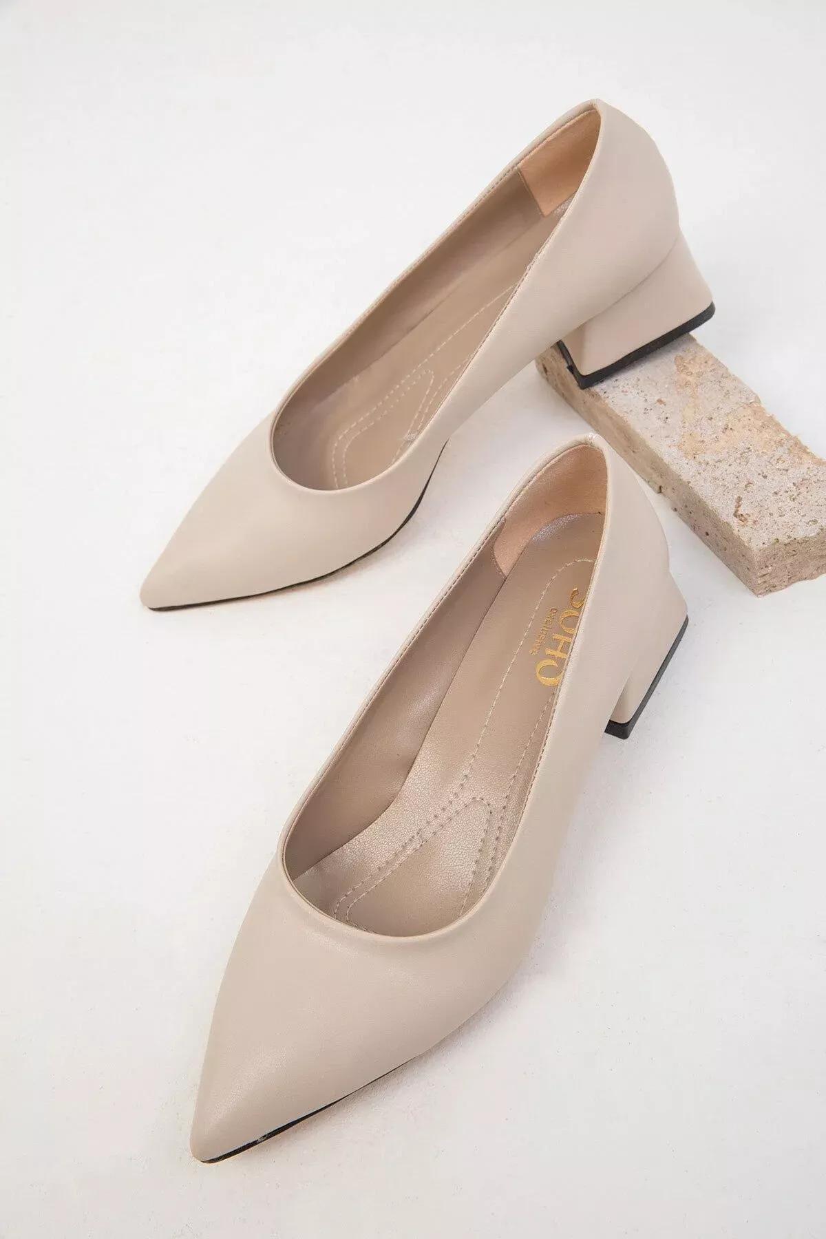 Beige Classic Heeled Shoes, Beige, large image number 1