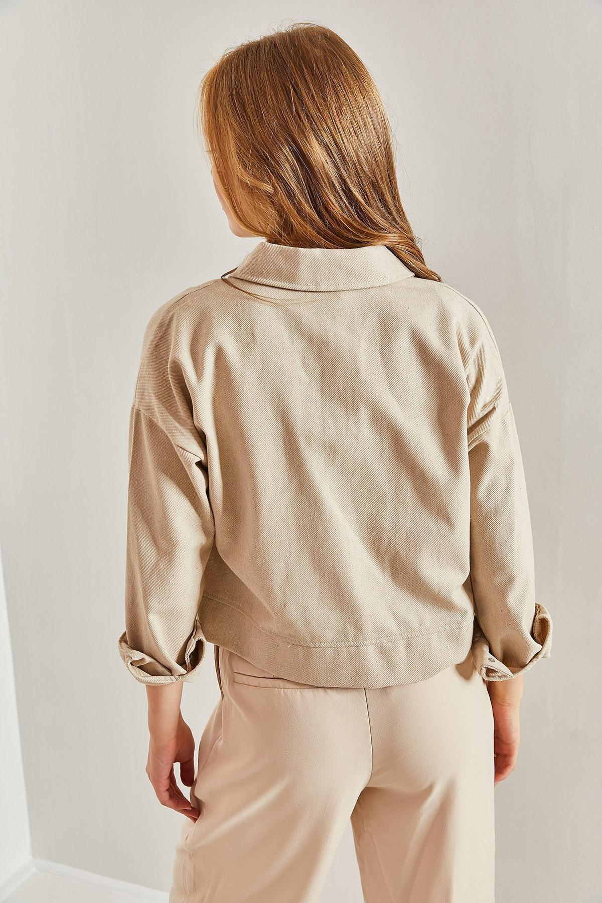 Beige Double Pocket Gabardine Jacket, , large image number 3