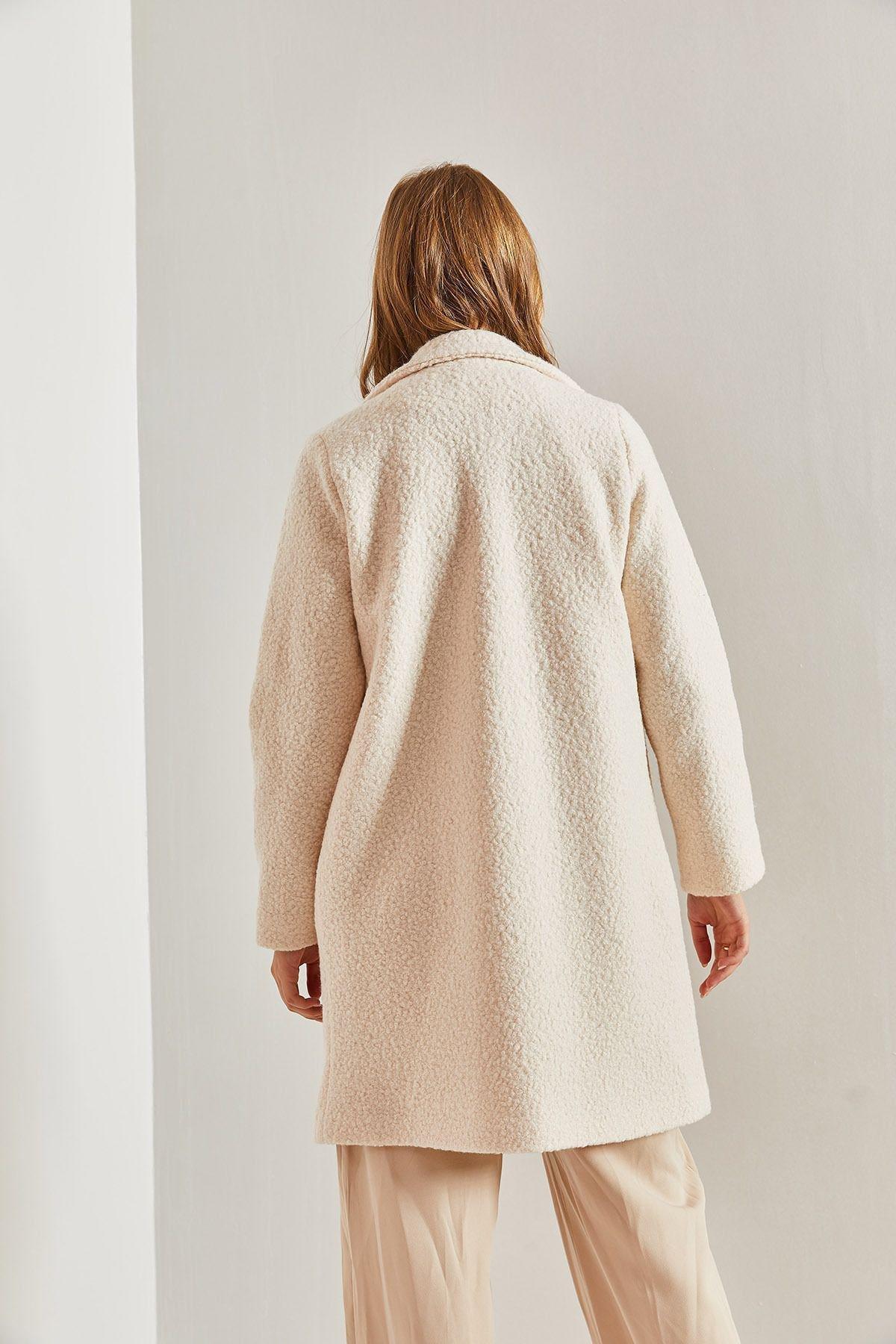 Cream Double Breasted Collar Cachet Coat, C101_162, large image number 1
