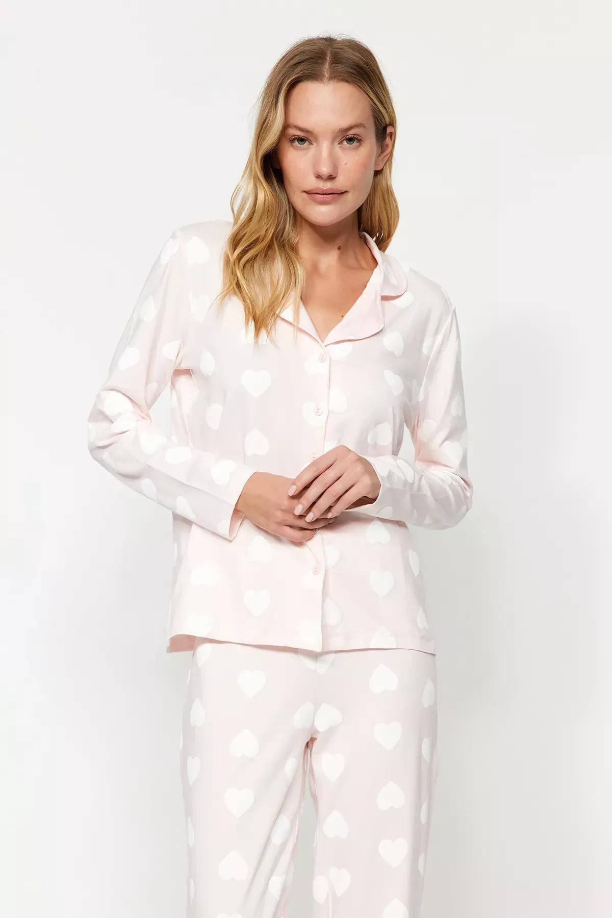 Pink Heart Puff Pyjama Set, POWDER, medium