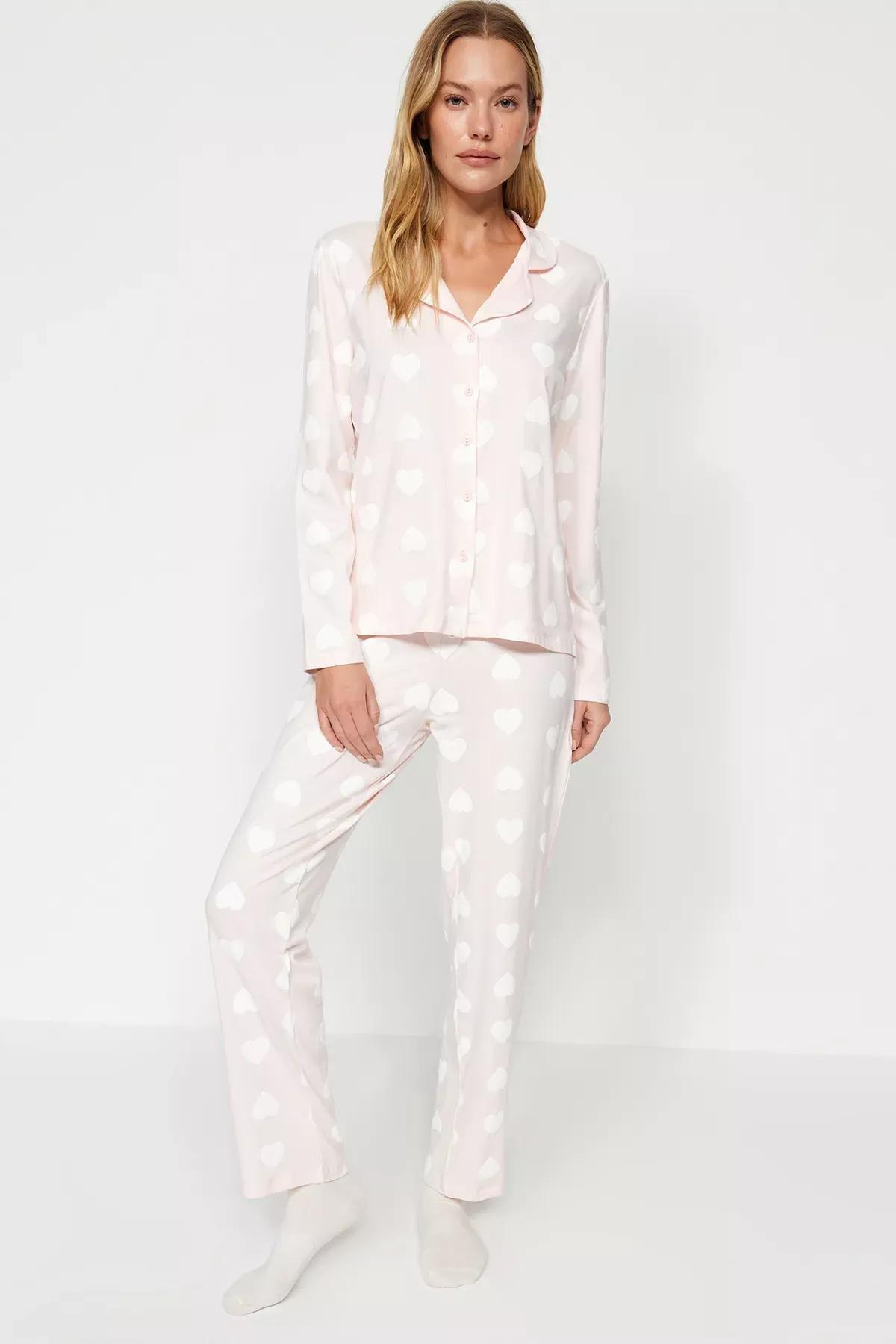 Pink Heart Puff Pyjama Set, POWDER, medium