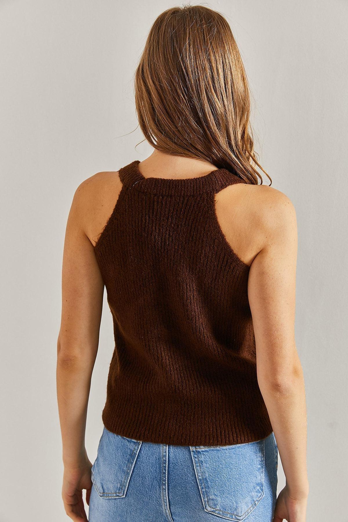Brown Buttoned Knitwear Cardigan, Brown, large image number 1