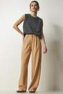 Happiness - Beige Pleated Woven Trousers