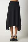 Happiness - Black Asymmetrical Cut Corduroy Knitted Skirt