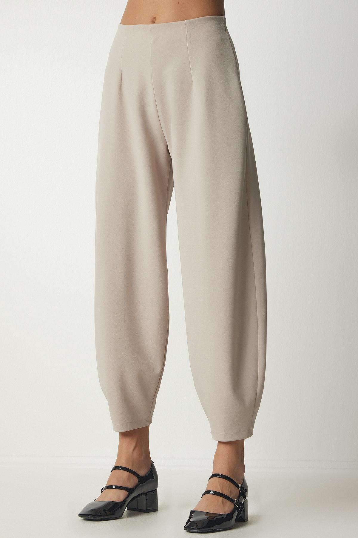 Beige Comfortable Woven Shalwar Trousers, , large image number 2