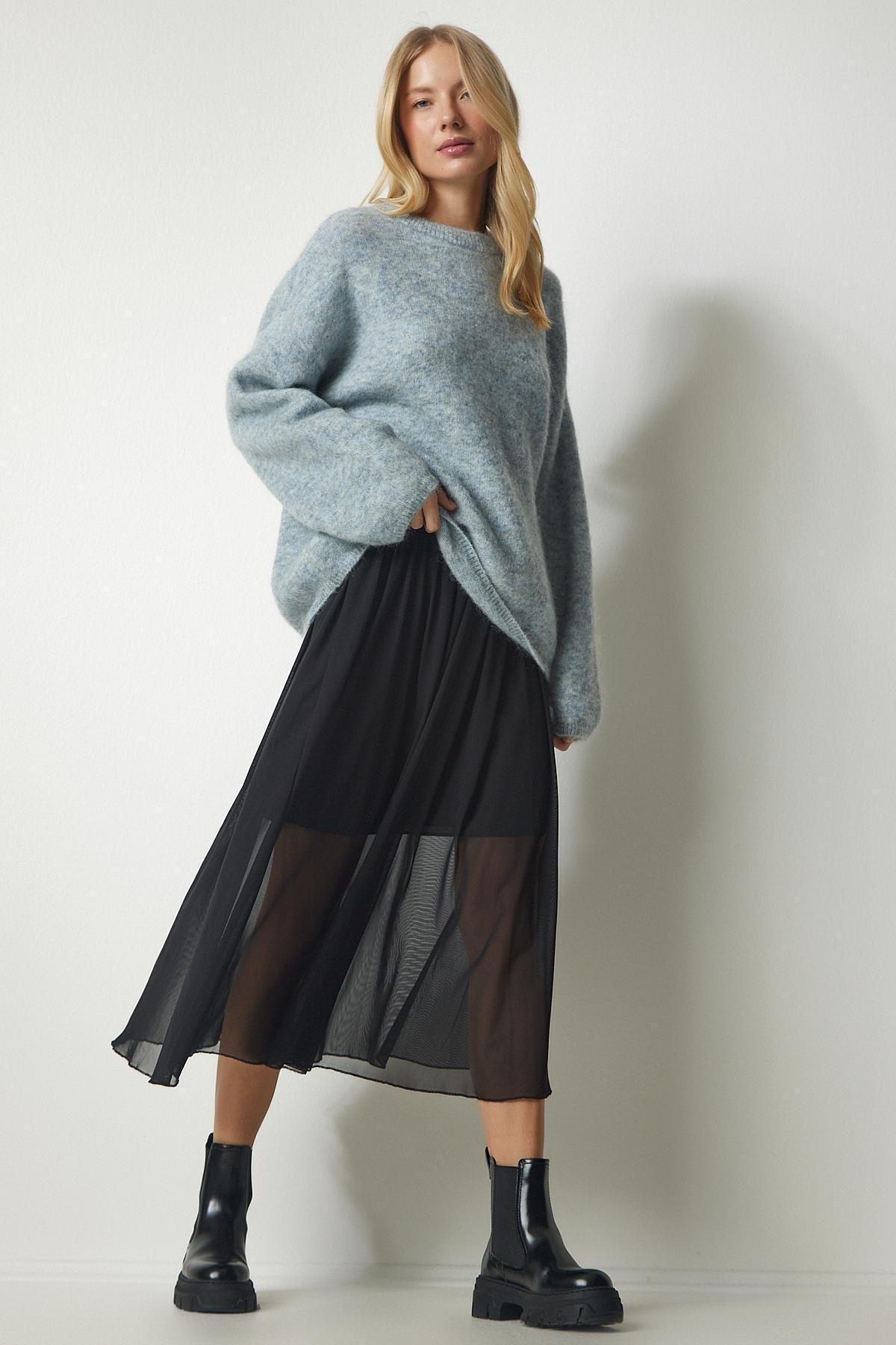 Black Pleated Tutu Detailed Skirt, , large image number 0