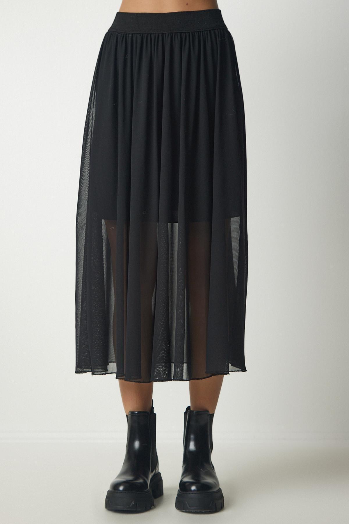 Black Pleated Tutu Detailed Skirt, , large image number 2