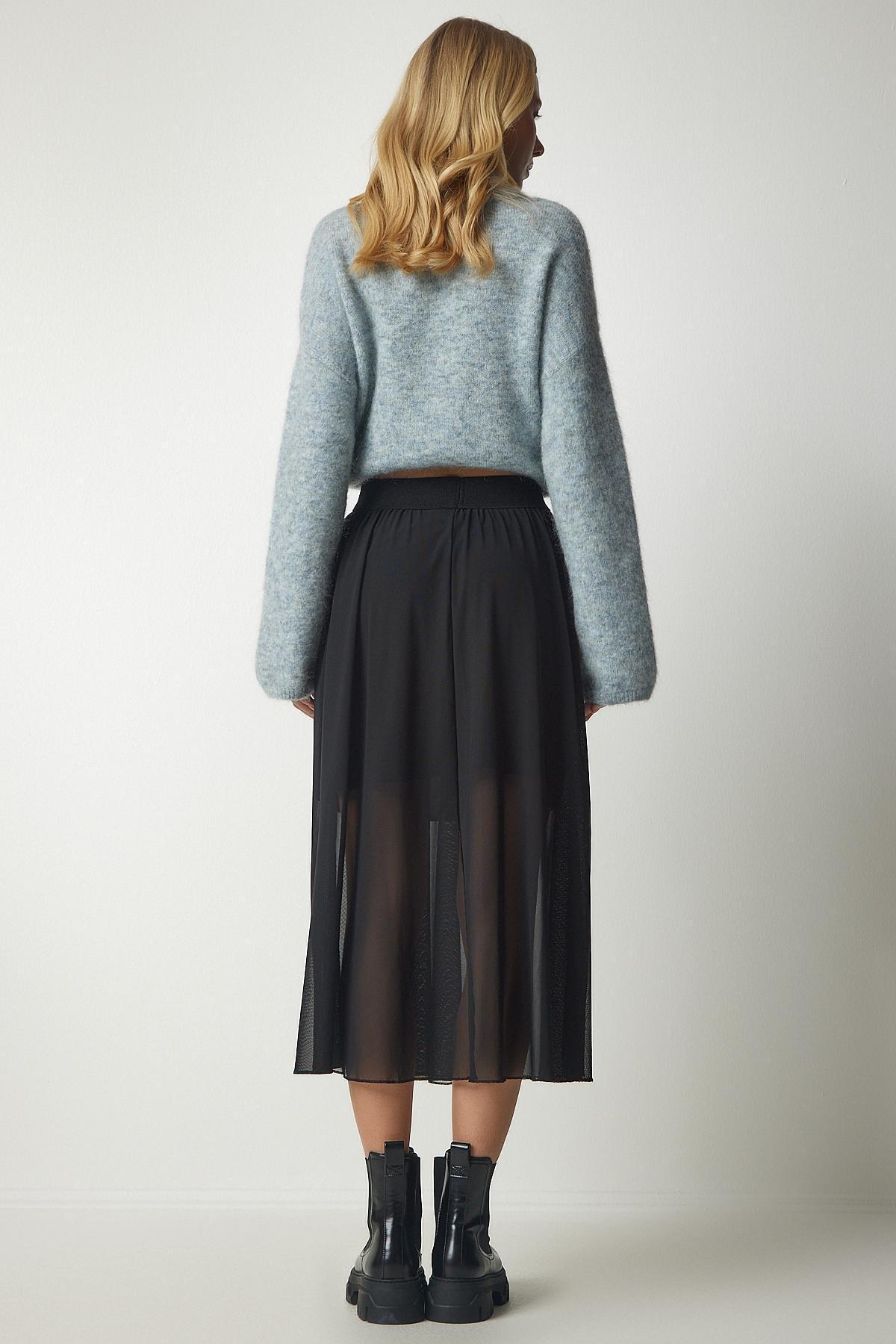 Black Pleated Tutu Detailed Skirt, , large image number 4