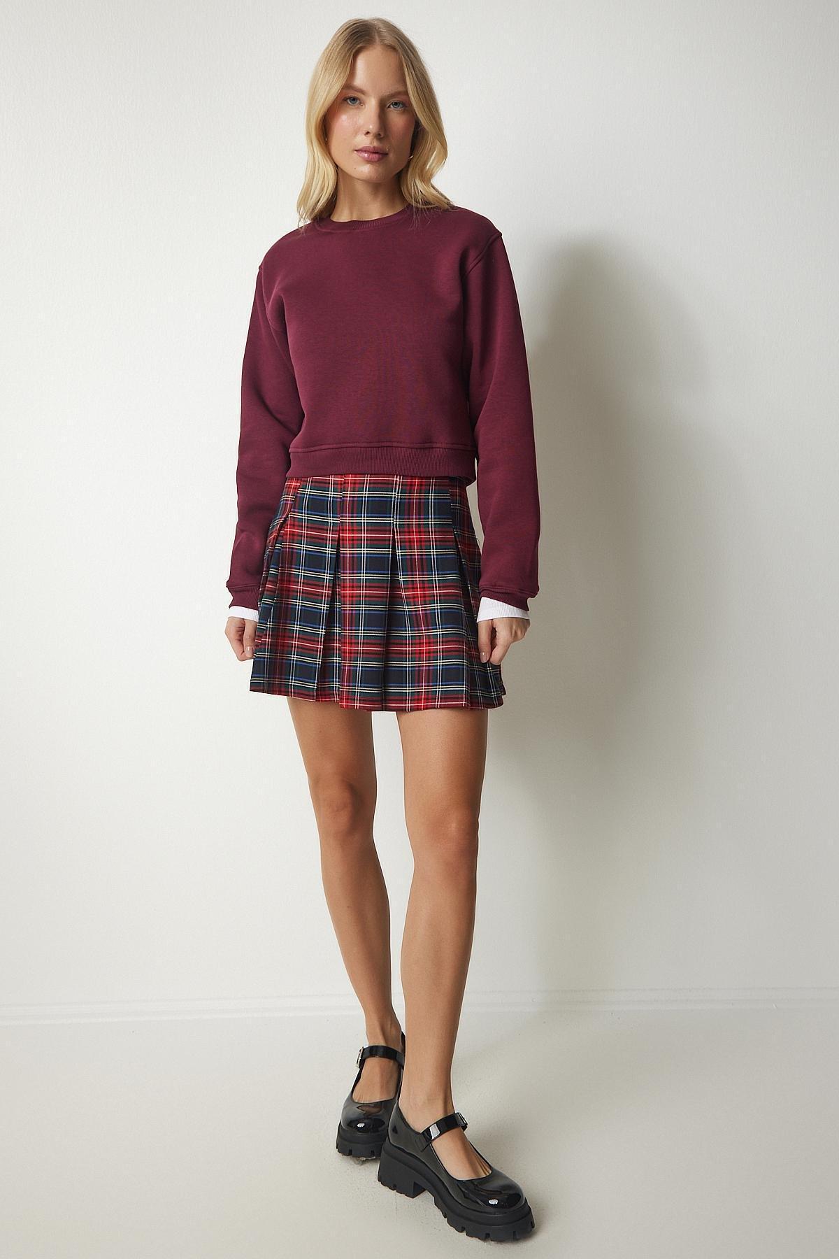 Maroon Crop Sweatshirt, , large image number 2