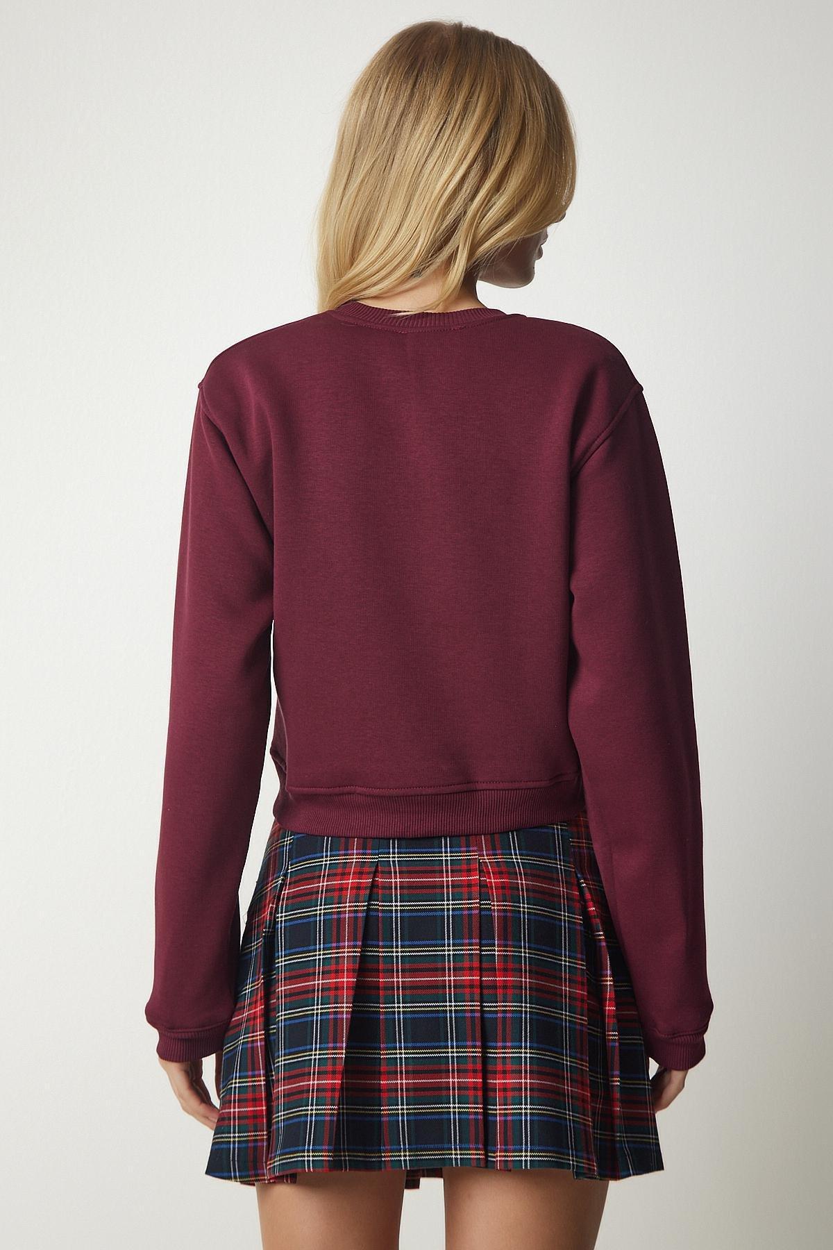 Maroon Crop Sweatshirt, , large image number 4