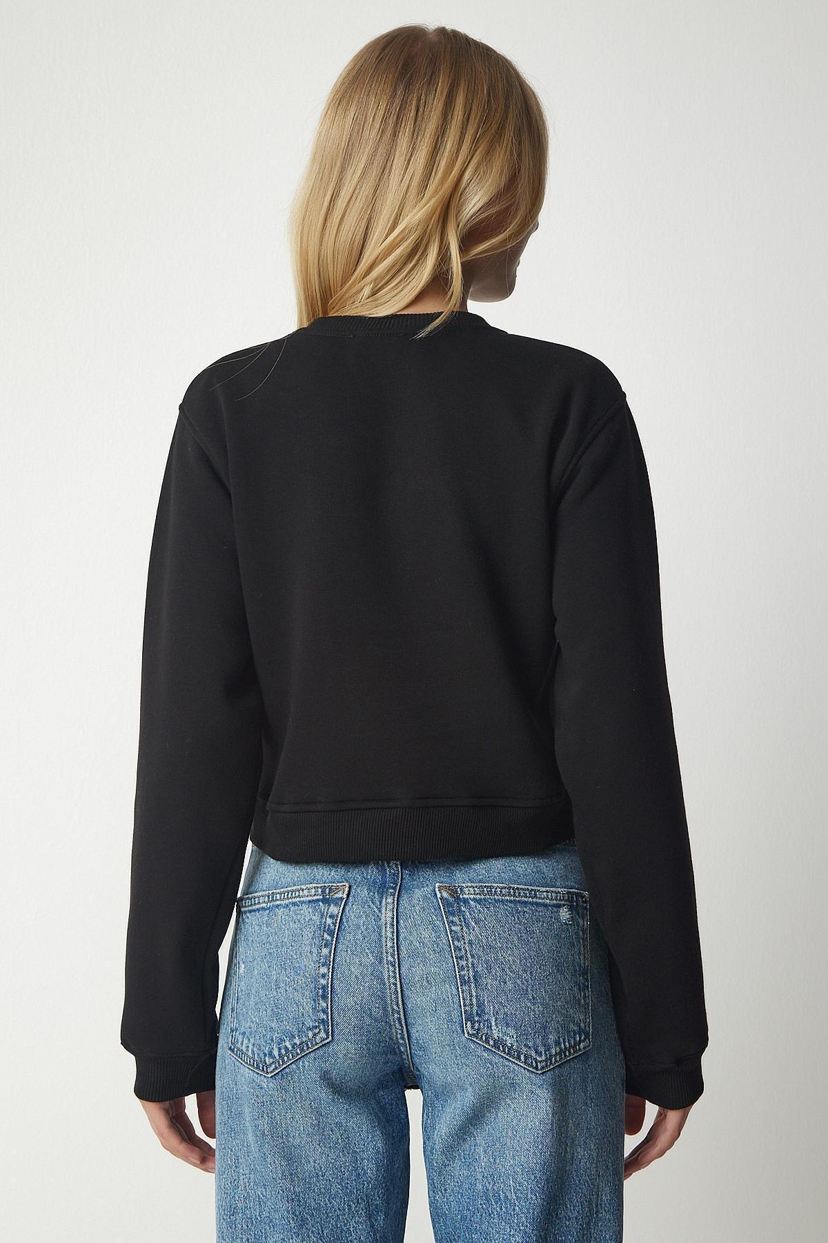 Black Shark Crop Sweatshirt, BLACK, large image number 4