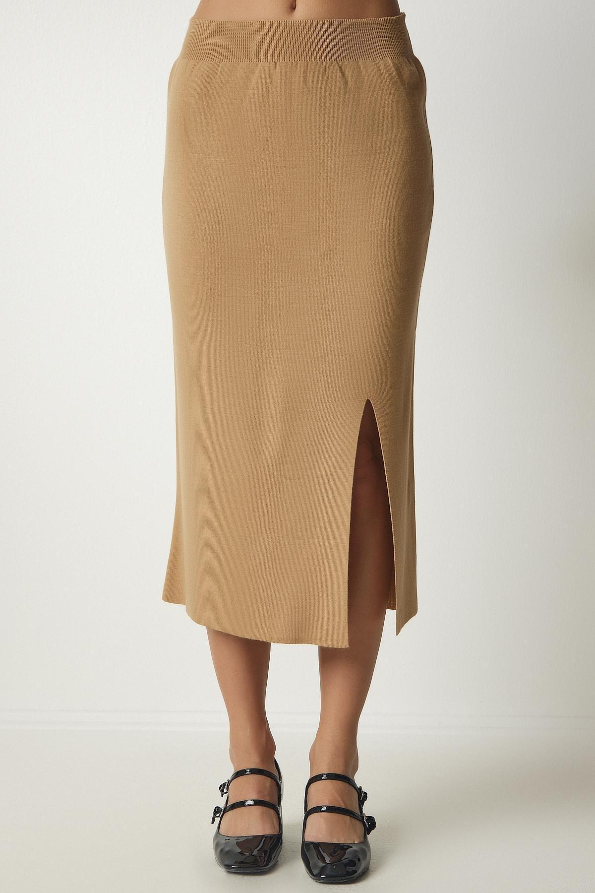 Beige Striped Sweater Skirt Knitwear Co-Ord Set, , large image number 6