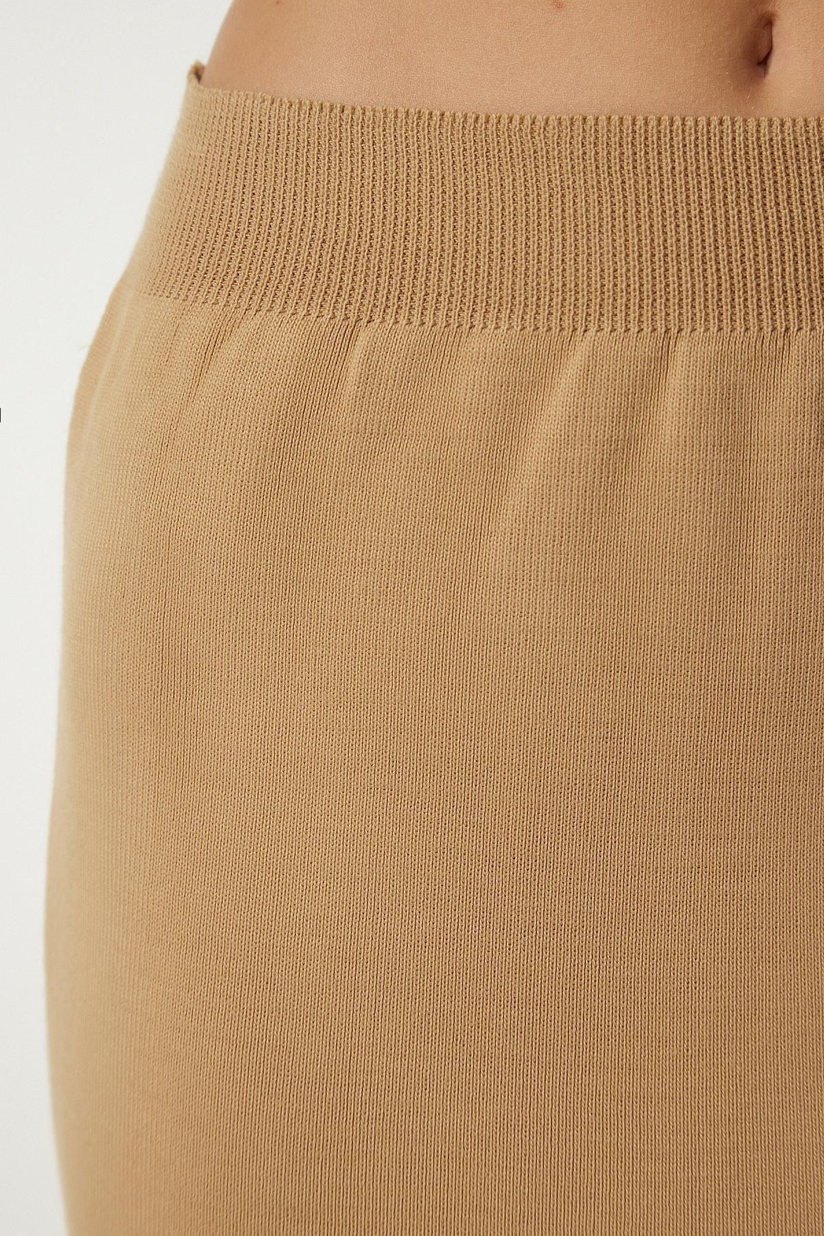 Beige Striped Sweater Skirt Knitwear Co-Ord Set, , large image number 7