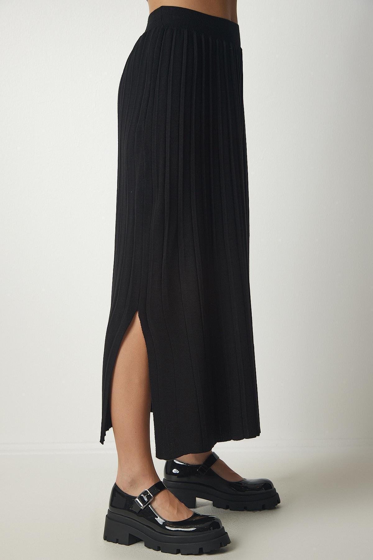 Black Ribbed Knitwear Crop Co-Ord Set, BLACK, large image number 7