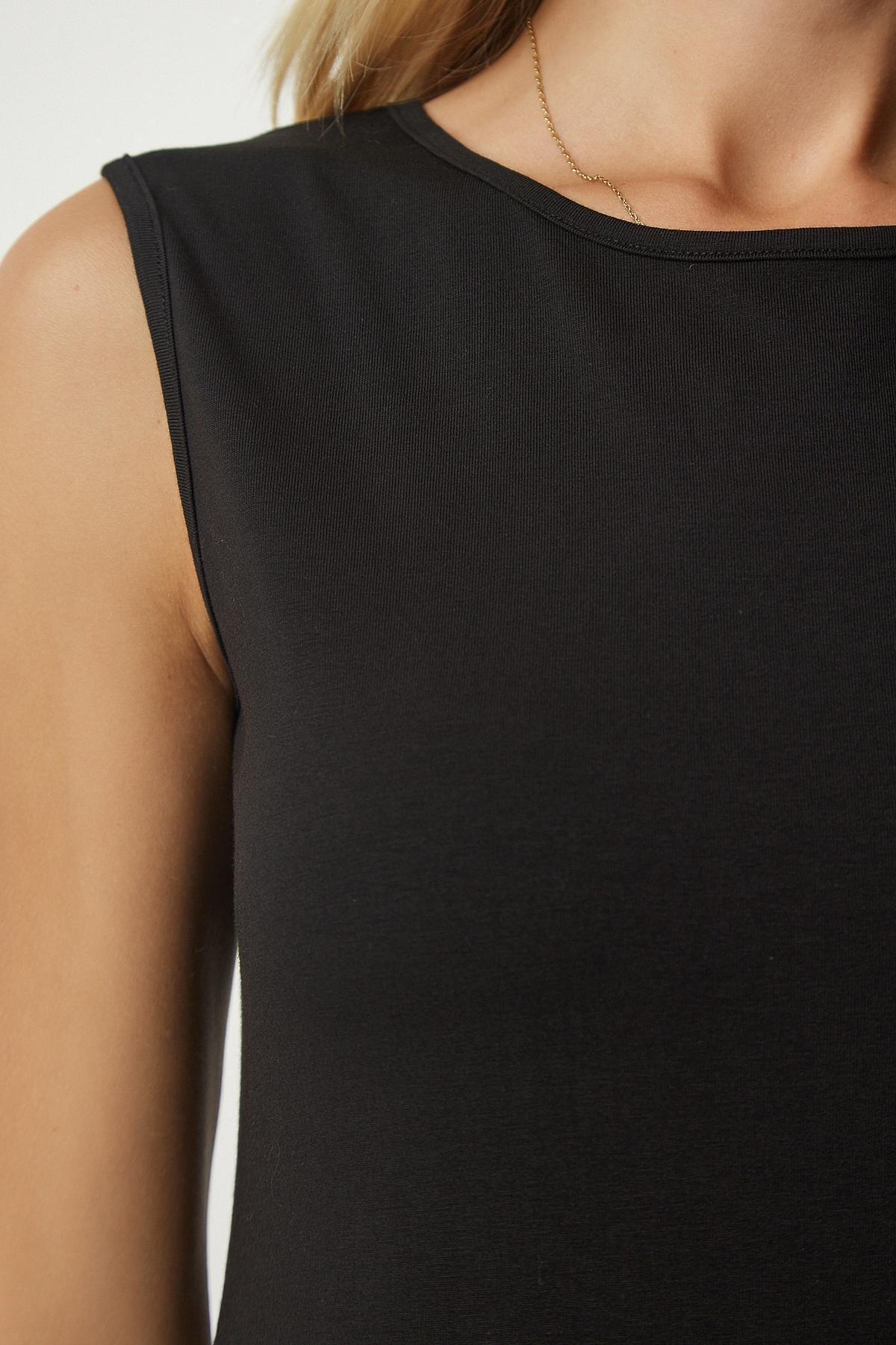 Black Sleeveless Knitted Dress, , large image number 4