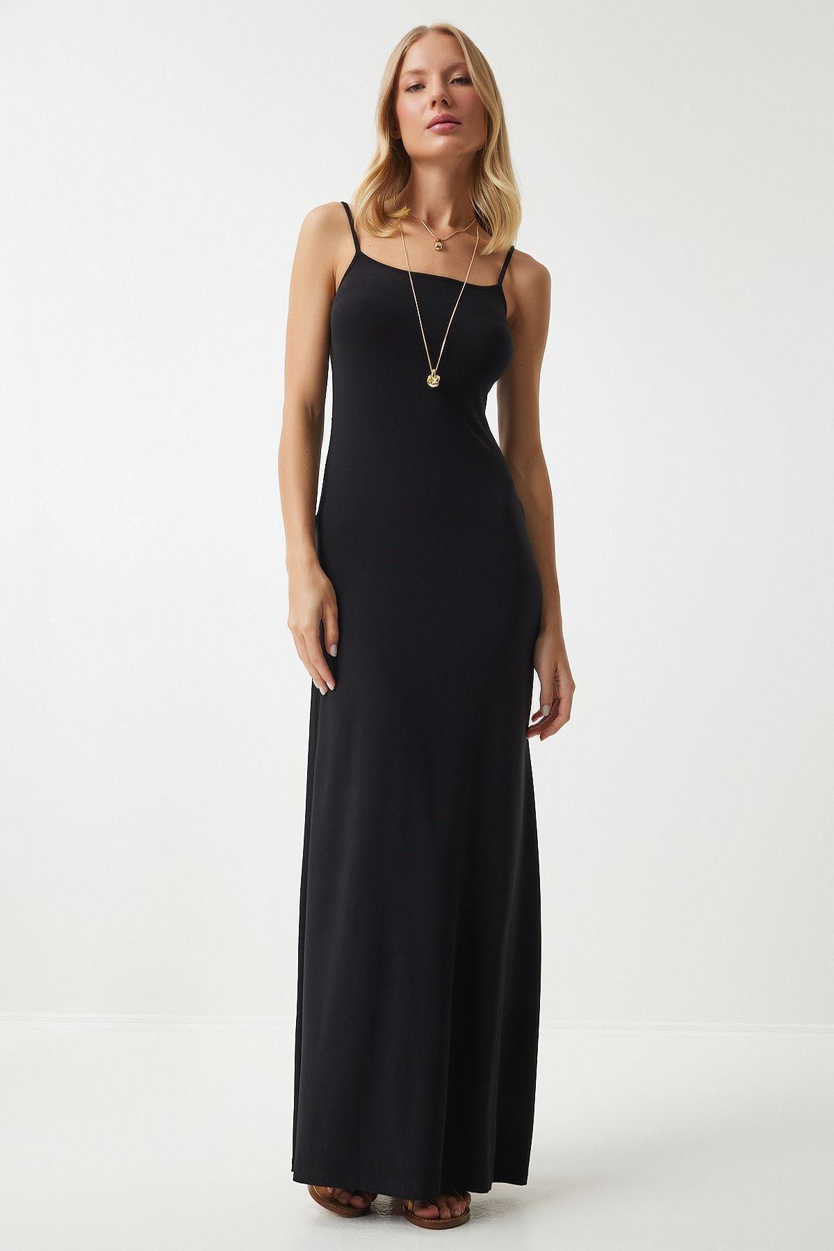 Black Strappy Long Dress, , large image number 1