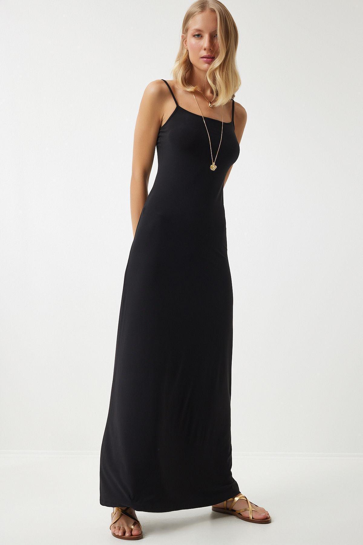 Black Strappy Long Dress, , large image number 3