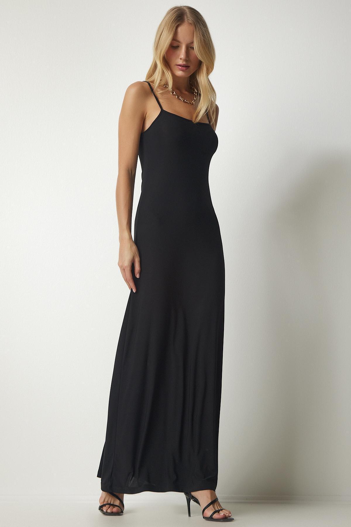 Black Strappy Long Dress, , large image number 4