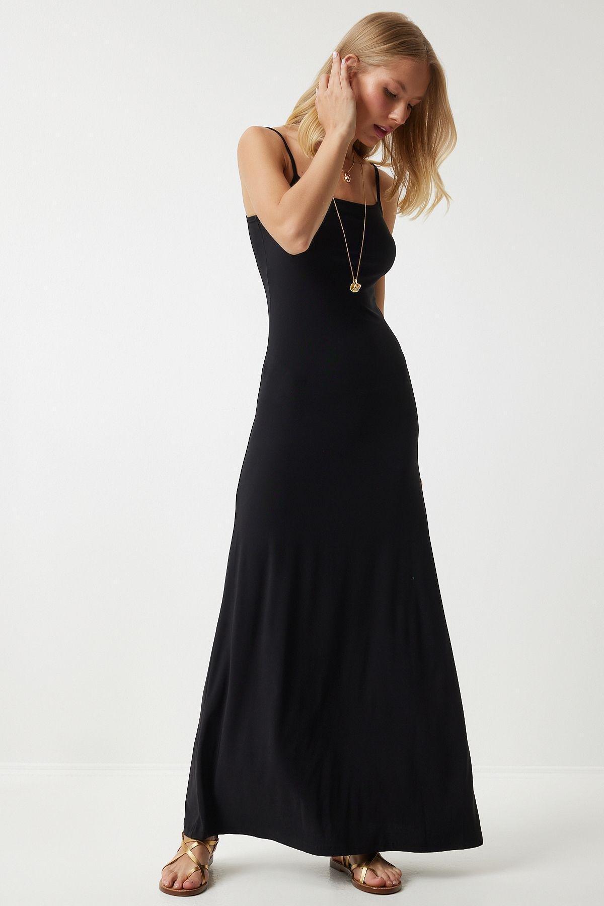 Black Strappy Long Dress, , large image number 5