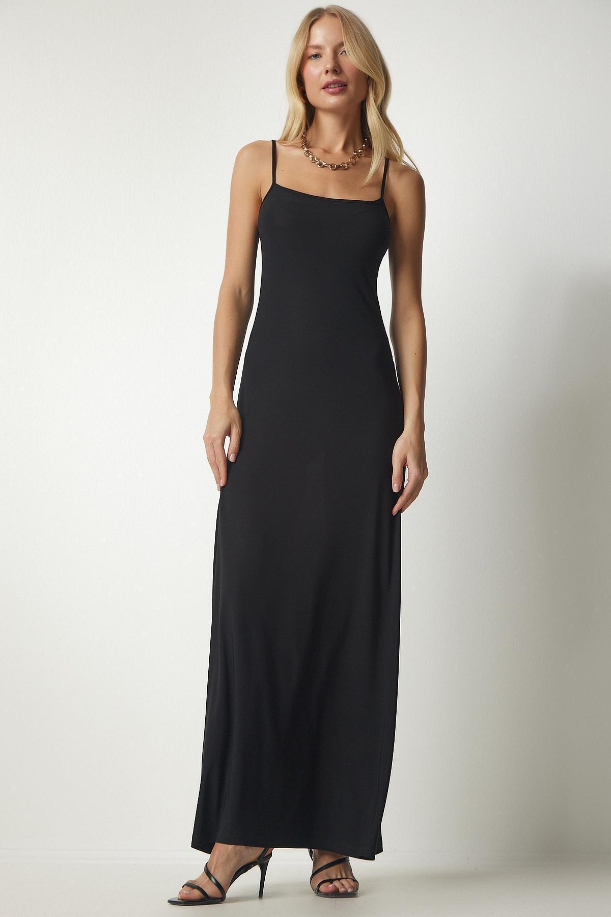Black Strappy Long Dress, , large image number 6