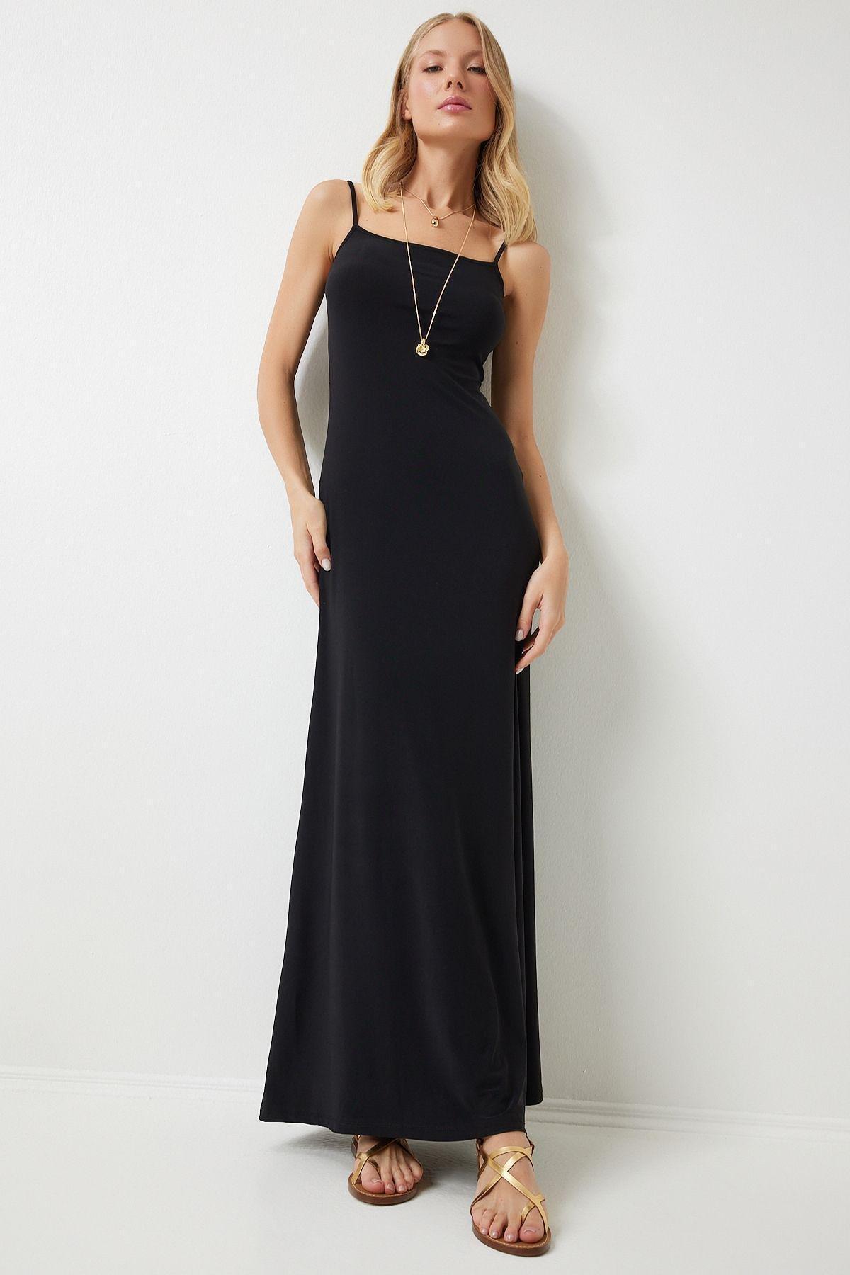 Black Strappy Long Dress, , large image number 7