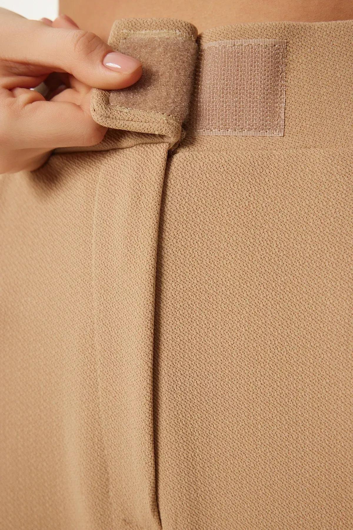 Beige Waist Comfortable Woven Pants, , large image number 3