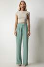 Happiness - Green Comfortable Woven Trousers With A Waist